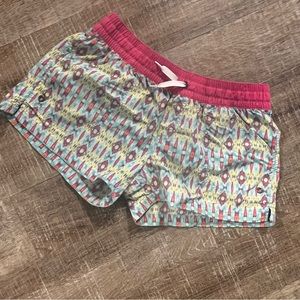 CLOSET CLOSING Patagonia Girls Baggies Pink Teal Yellow Tribal Aztec Print
